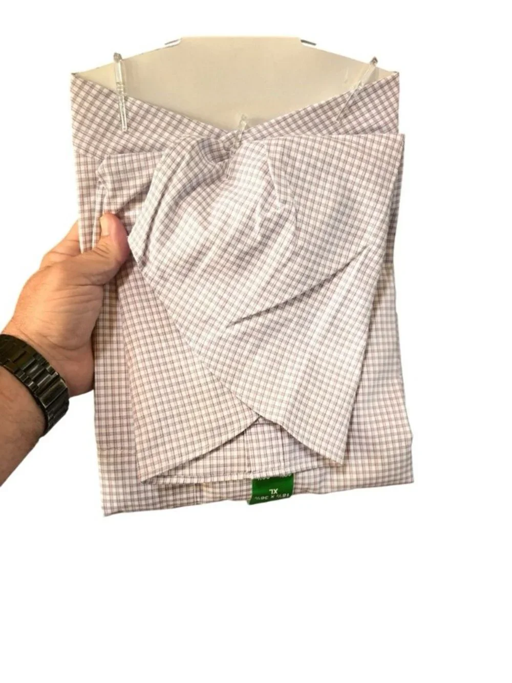 Banana Republic Non Iron Slim Fit Dress Shirt XL 18.5x36.5 Purple Plaid NWT